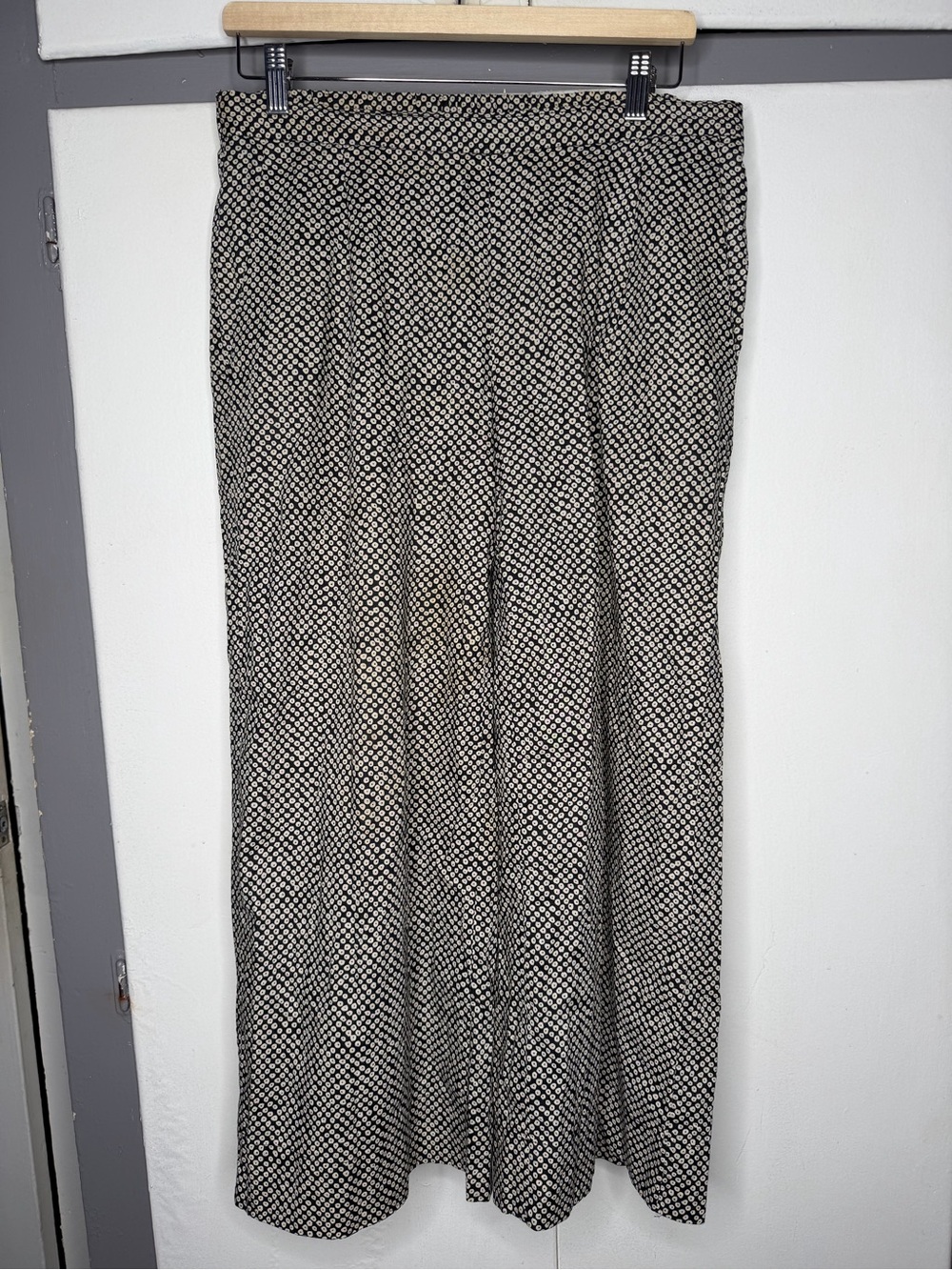 eileen fisher women pull on wide leg pants 100 organic cotton xs geometric black
